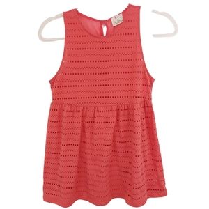 Anthro Knitted Pleated Eyelet Babydoll Tank Top